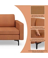 Convertible Leather Sofa Couch with Magazine Pockets 3-Seat with 2 Usb Port