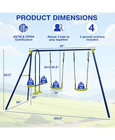 Heavy-Duty 440 lbs Kids Swing Set with 2 Swings & 1 Glider