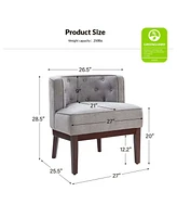 Diamond Pull Button Tufted Low Back Barrel Accent Chair