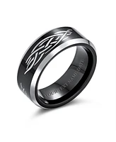 Bling Jewelry Laser Etched Catholic Religious Black Christ Thorn Titanium Band Ring Comfort Fit