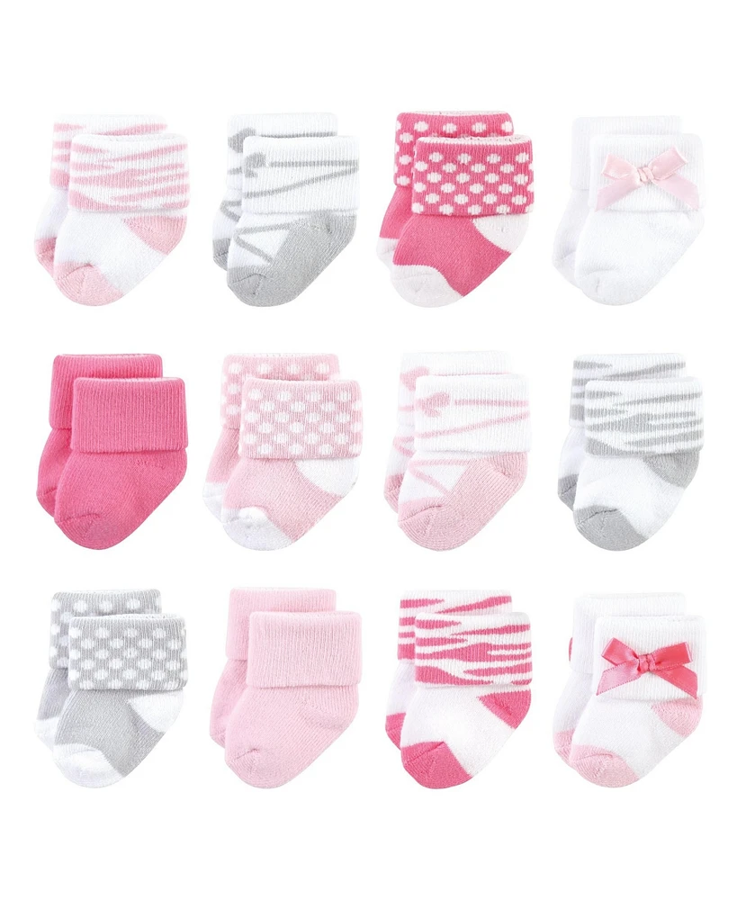 Luvable Friends Baby Girls Newborn Terry Socks, Ballet, 0-6 Months