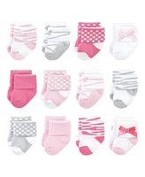 Luvable Friends Baby Girls Newborn Terry Socks, Ballet, 0-6 Months