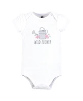 Hudson Baby Girls Cotton Bodysuits, Wild Flower Garden, Preemie