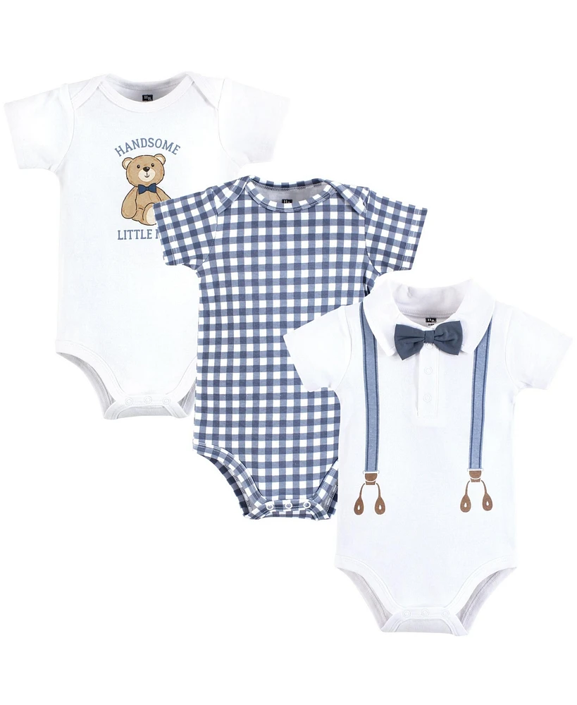 Hudson Baby Boys Cotton Bodysuits, Gentleman Bear Suspender, 9-12 Months