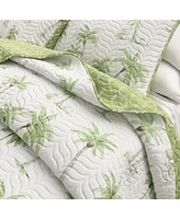 Linery & Co. 3-Piece Tropical Palm Sitched Quilt Set with Shams