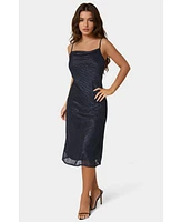 Bebe Women's Pleat Cowl Midi Dress