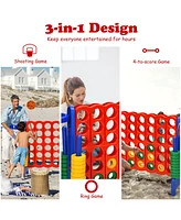 Gymax 2.5Ft 4-to-Score Giant Game Set Basketball Hoop Ring Game Indoor Outdoor
