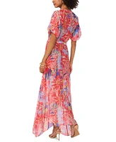 Vince Camuto Women's Floral-Print Puff-Sleeve Maxi Dress