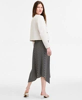 Bar Iii Womens Tweed Jacket Striped Cowlneck Dress Exclusively At Macys