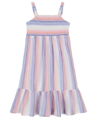 Calvin Klein Toddler and Little Girls Striped Smocked Gauze Sundress