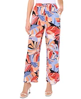 Vince Camuto Women's Tropical-Print Drawstring-Waist Wide-Leg Pants, Xs-3X