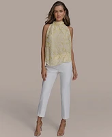Donna Karan New York Women's Sequin Embellished Sleeveless Halter Top