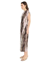 Luxely Women's Printed Lush Satin Side-Shirred Midi Dress
