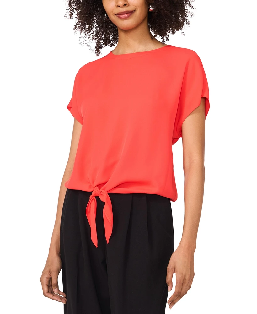 Vince Camuto Women's Short-Sleeve Tie-Hem Top