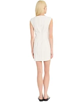 Luxely Women's Solid Boat-Neck Cap-Sleeve Mini Dress