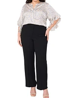 Vince Camuto Plus Printed Pintuck Flutter-Sleeve Blouse