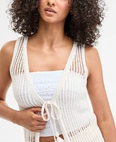 Bar Iii Women's Crochet Fringe Sleeveless Cardigan, Exclusively at Macy's
