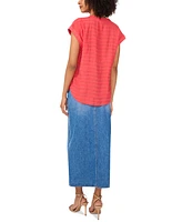 Vince Camuto Women's Textured Split-Neck Cap Sleeve Top