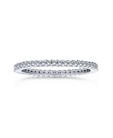 Bling Jewelry Cz Cubic Zirconia Stackable Eternity 2MM Band Ring Gold Plated .925 Sterling Silver