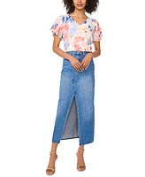Vince Camuto Women's Floral-Print Flutter-Sleeve Top