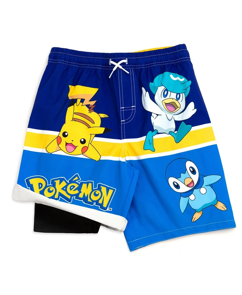 Pokemon Boys Pikachu Compression Upf 50+ Swim Trunks Bathing Suit