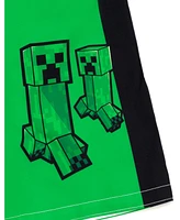 Minecraft Boys Zombie Creeper Alex Steve Rash Guard and Swim Trunks Outfit Set to