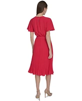 Calvin Klein Women's Tie-Waist Pleated Cocktail Dress
