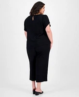 Ak Anne Klein Plus Size Tulip Sleeve Top Pull On Pants