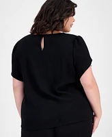 Ak Anne Klein Plus Gathered Tulip-Sleeve Top