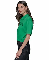 Karl Lagerfeld Paris Women's Cropped Logo Polo