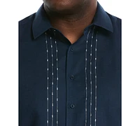 Cubavera Men's Big & Tall Classic-Fit L-Shape Embroidered Linen Blend Button-Down Shirt