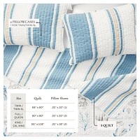 Linery & Co. Reversible Stripe and Coastal Quilt Set with Shams