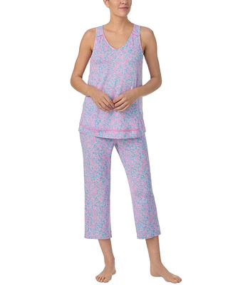 Ellen Tracy Women's Printed V-Neck Cropped Pajama Set