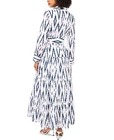 1.state Women's Cotton Aztec-Patterned Button-Front Maxi Dress