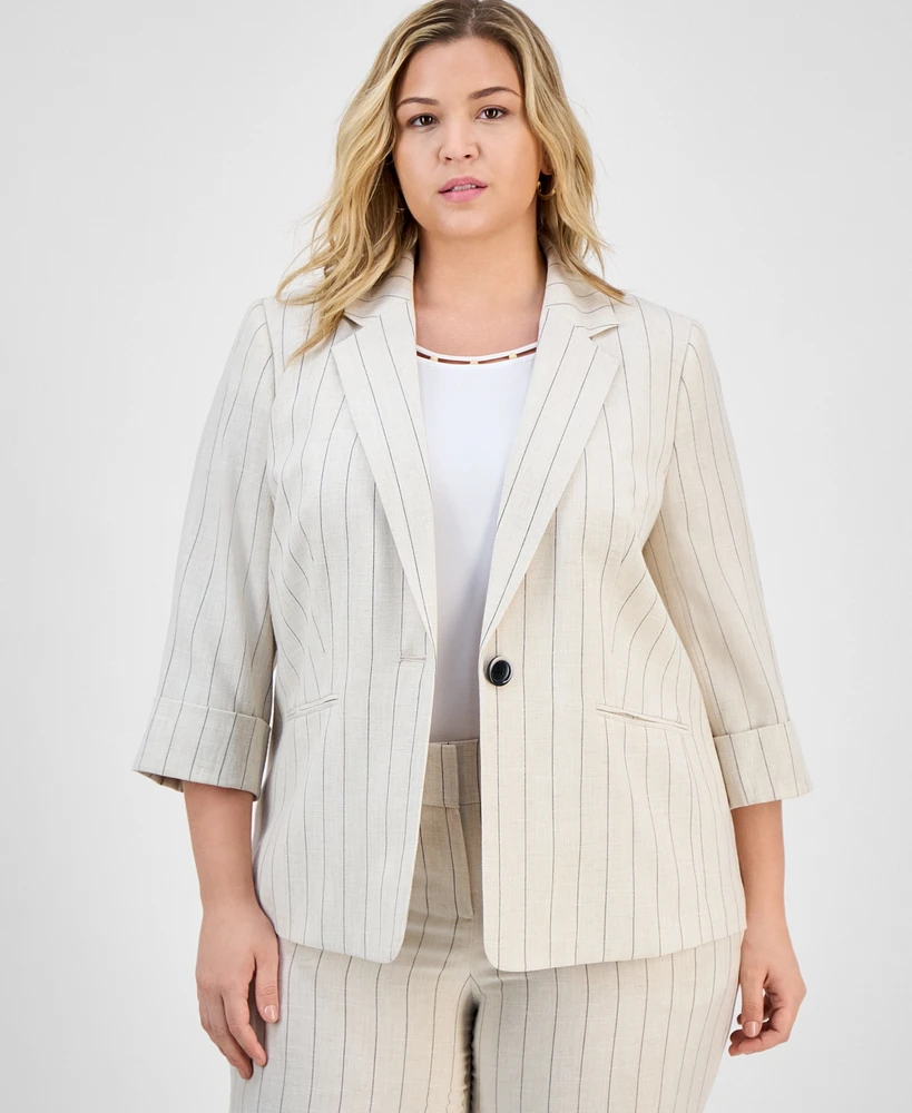 Kasper Plus Notch-Collar Single-Button Jacket