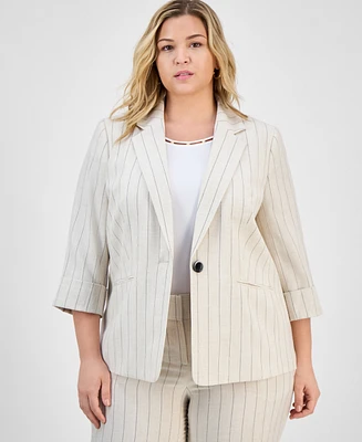 Kasper Plus Notch-Collar Single-Button Jacket