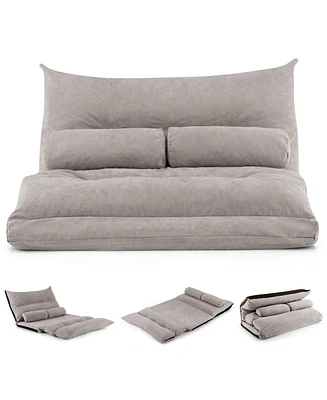Adjustable Floor Sofa Bed with 2 Lumbar Pillows