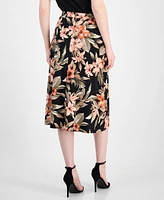 Kasper Women's Floral-Print Pull-On Midi Skirt