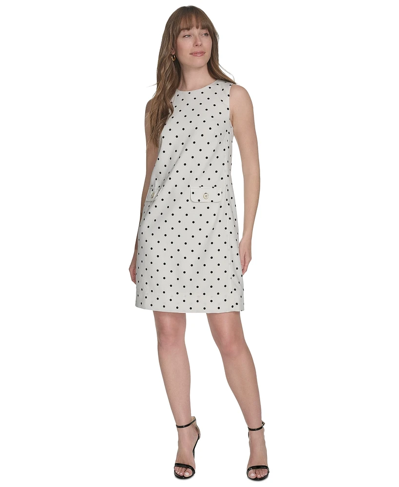 Tommy Hilfiger Petite Dot-Print Pocket Shift Dress