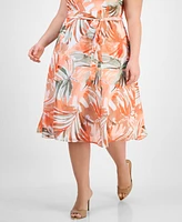 Kasper Plus Cowlneck Belted Sleeveless Midi Dress