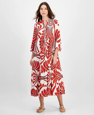 T Tahari Women's Printed Tiered Shift Dress