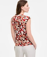 Kasper Women's Printed Cowlneck Top, Regular & Petite