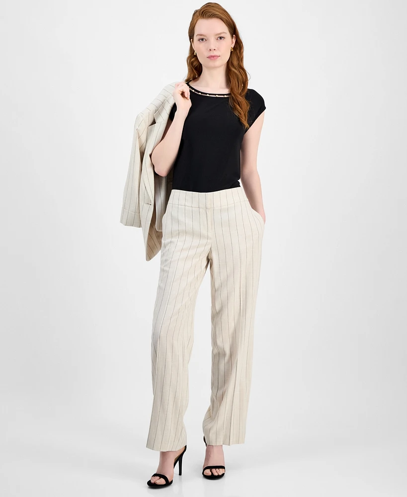 Kasper Women's Pinstripe Mid-Rise Straight-Leg Pants