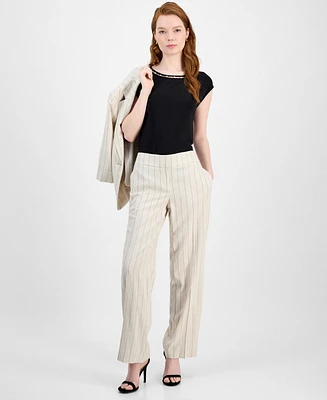 Kasper Women's Pinstripe Mid-Rise Straight-Leg Pants