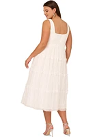Adrianna Plus Crepe & Lace Midi Dress