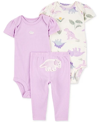 Carter's Baby Girls Dinosaur Little Character Bodysuits & Pants, 3 Piece Set