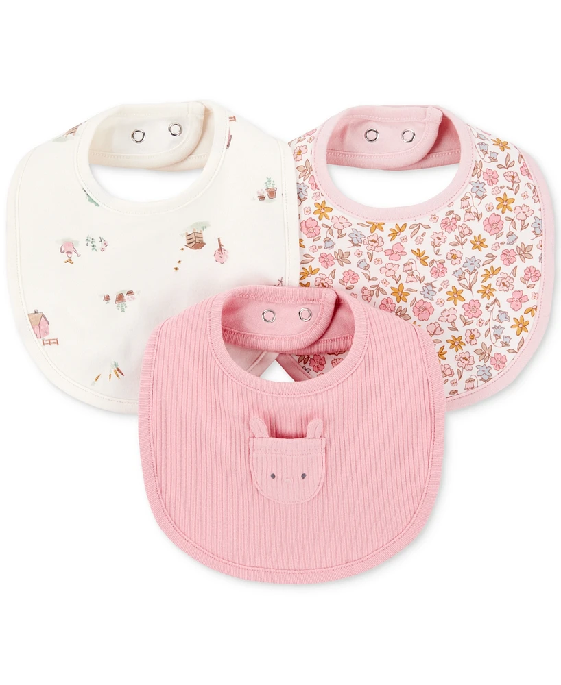 Carter's Baby Girls Floral Bibs, 3 Pack