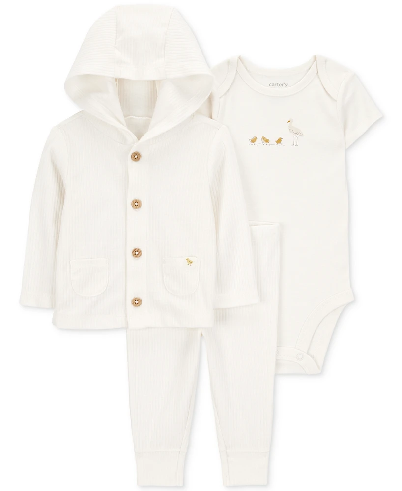 Carter's Baby Chick Little Hooded Cardigan, Bodysuit & Pants, 3 Piece Set