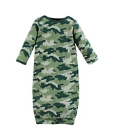 Hudson Baby Boys Thermal Gown 3pk, Sage Dinosaur