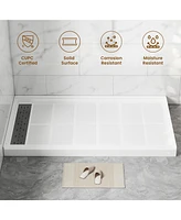 Casainc 60"W X 36"D Solid Surface Single Threshold Shower Base Anti-Slip Shower Pan